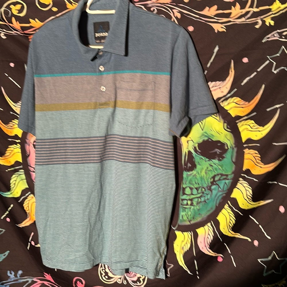 prAna Men’s Multi Colour Golf  Polo Size Medium